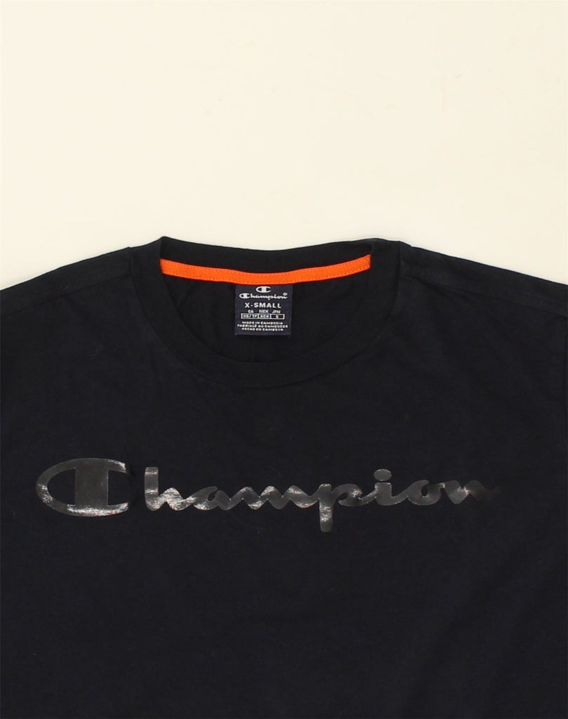 CHAMPION Mens Graphic T-Shirt Top XS Navy Blue Cotton | Vintage Champion | Thrift | Second-Hand Champion | Used Clothing | Messina Hembry 