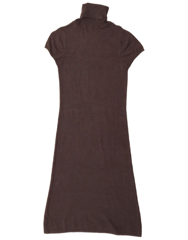 Zara Womens Roll Neck Short Sleeves Jumper Dress UK 14 Medium Grey Rayon