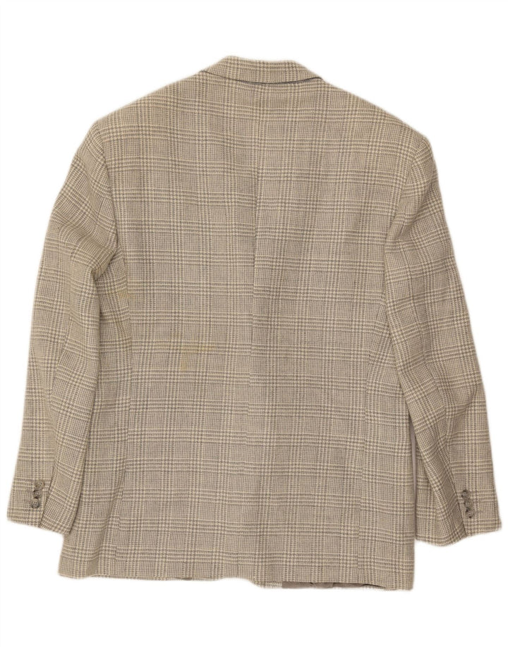 Vintage Mens 2 Button Blazer Jacket UK 40 Large Grey Houndstooth