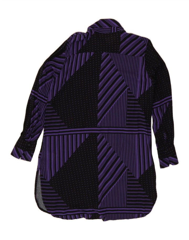 VINTAGE Womens Shirt Dress UK 12 Medium  Purple Geometric Polyester Vintage Vintage and Second-Hand Vintage from Messina Hembry 