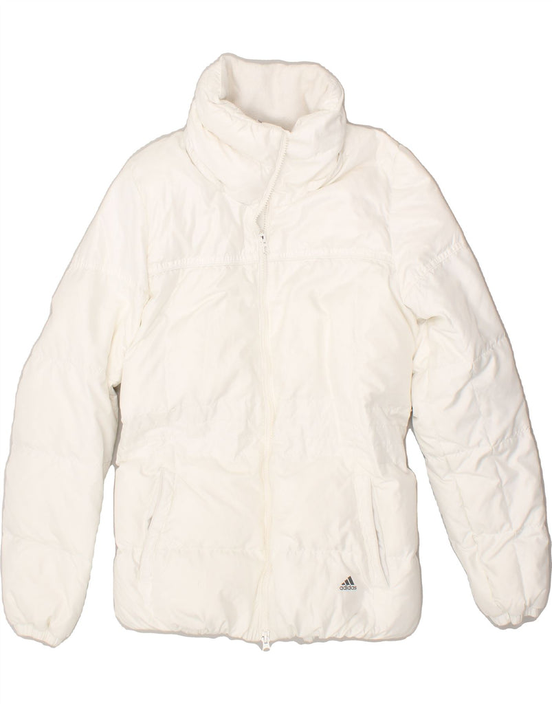 ADIDAS Womens Padded Jacket UK 12/14 Medium White Polyester Vintage Adidas and Second-Hand Adidas from Messina Hembry 