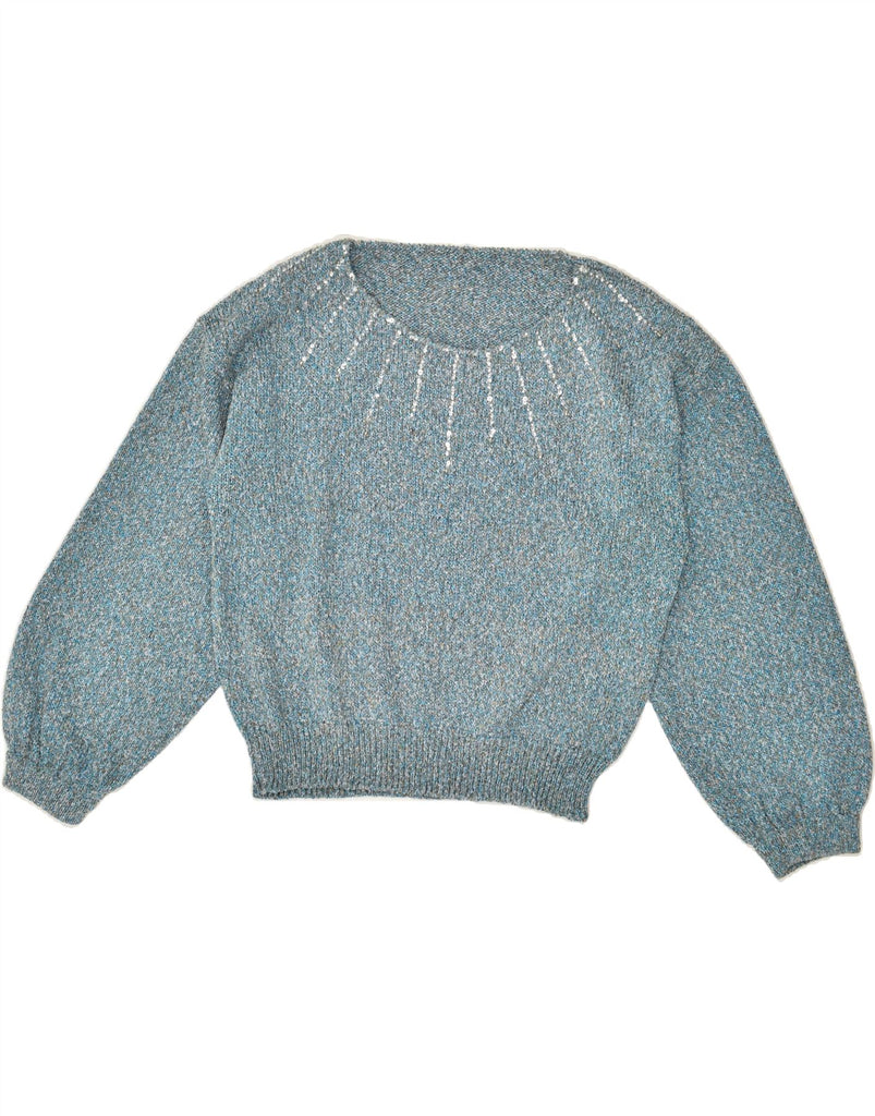 VINTAGE Womens Boat Neck Jumper Sweater UK 12 Medium Blue | Vintage Vintage | Thrift | Second-Hand Vintage | Used Clothing | Messina Hembry 