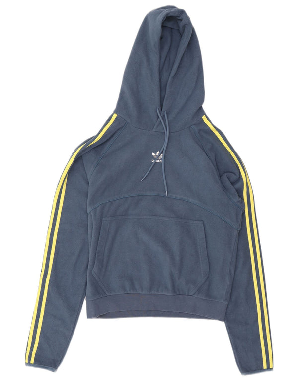 Adidas Womens Oversized Hooded Fleece Jumper UK 6 XS Blue Polyester