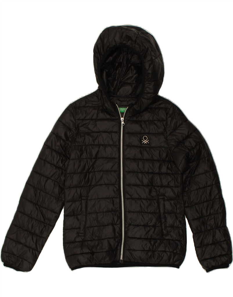 BENETTON Womens Hooded Padded Jacket UK 12 Medium Black | Vintage Benetton | Thrift | Second-Hand Benetton | Used Clothing | Messina Hembry 