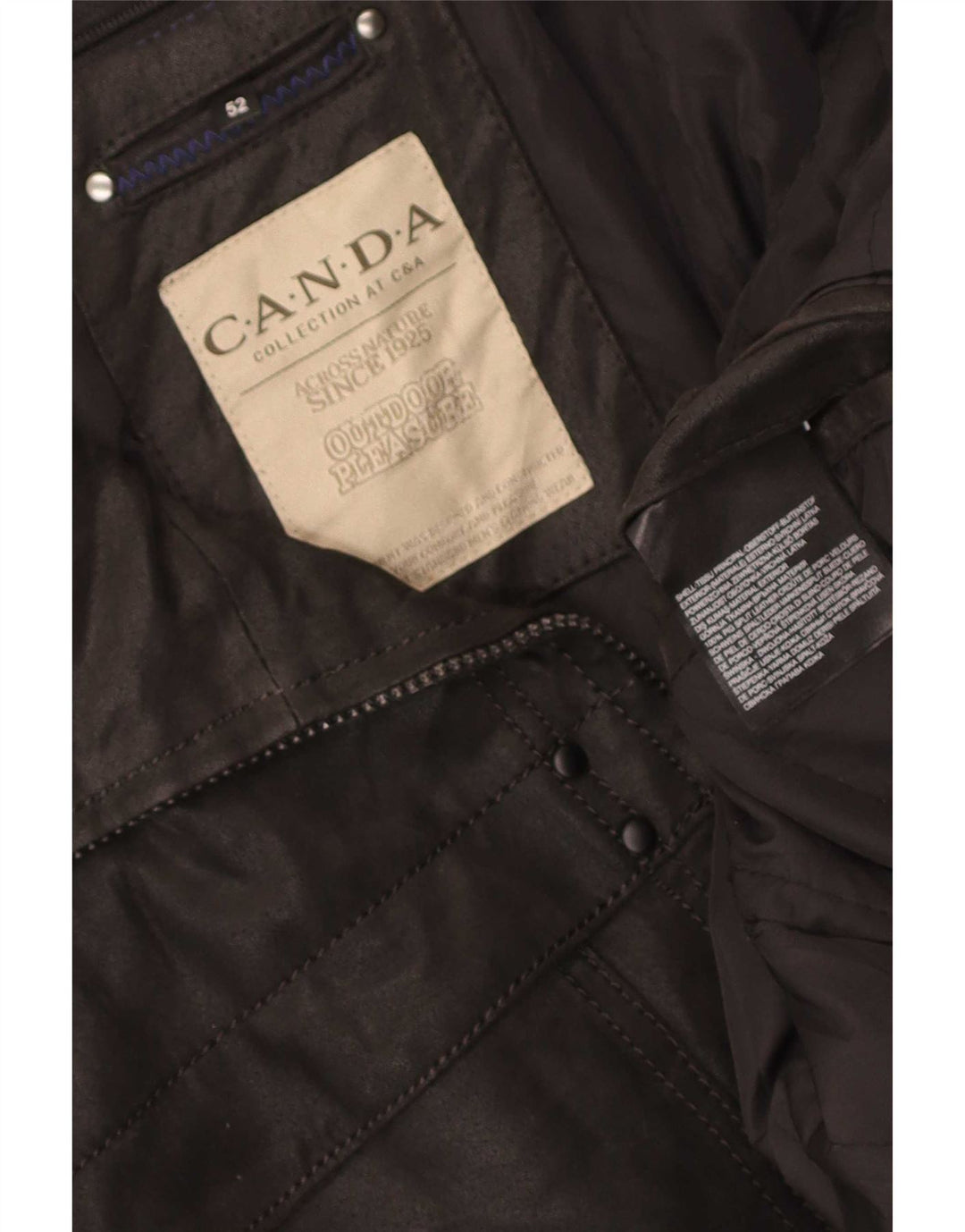 Canda Mens By C&A Leather Jacket EU 52 XL Black