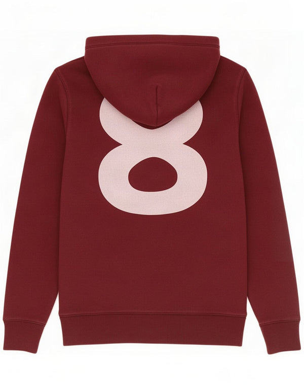 Jack Wills Mens Graphic Loose Fit Zip Hoodie Sweater Small Burgundy Cotton