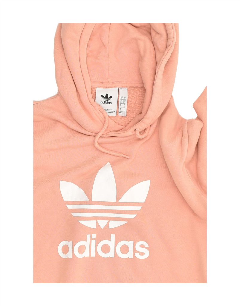 ADIDAS Womens Graphic Hoodie Jumper UK 10 Small Pink Cotton | Vintage Adidas | Thrift | Second-Hand Adidas | Used Clothing | Messina Hembry 