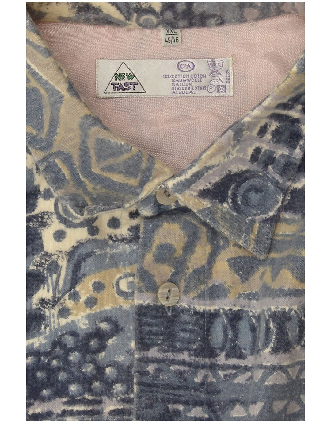 C & A Mens Flannel Shirt 2XL Blue Geometric Cotton