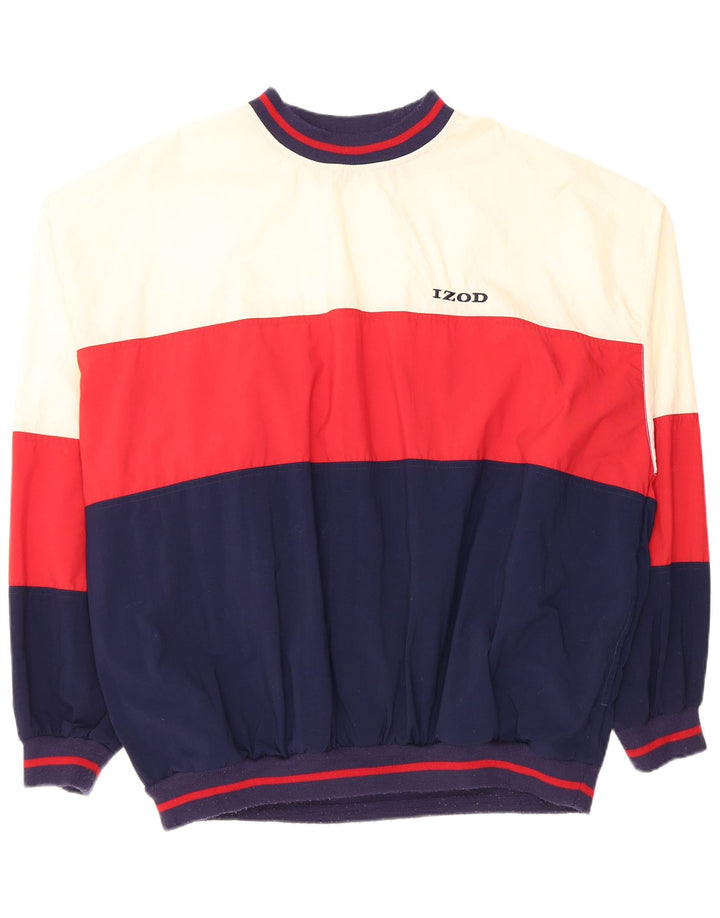 Izod Mens Pullover Tracksuit Top XL Navy Blue Colourblock Nylon
