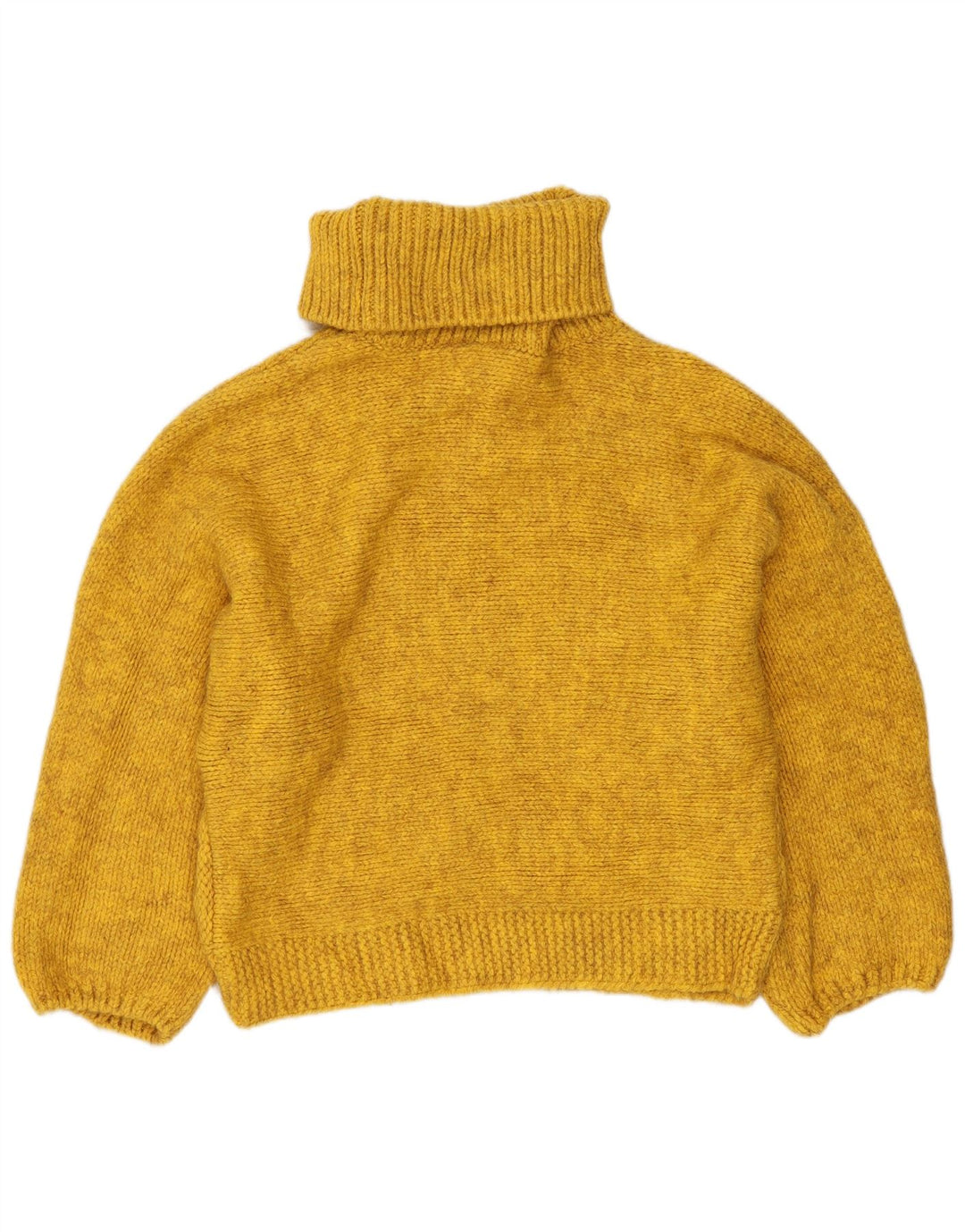 MARKS & SPENCER Womens Crop Roll Neck Jumper Sweater UK 10 Small Yellow