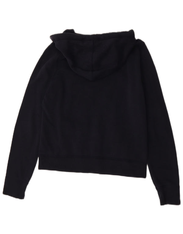 Hollister Womens Graphic Hoodie Jumper UK 16 Large Navy Blue Cotton
