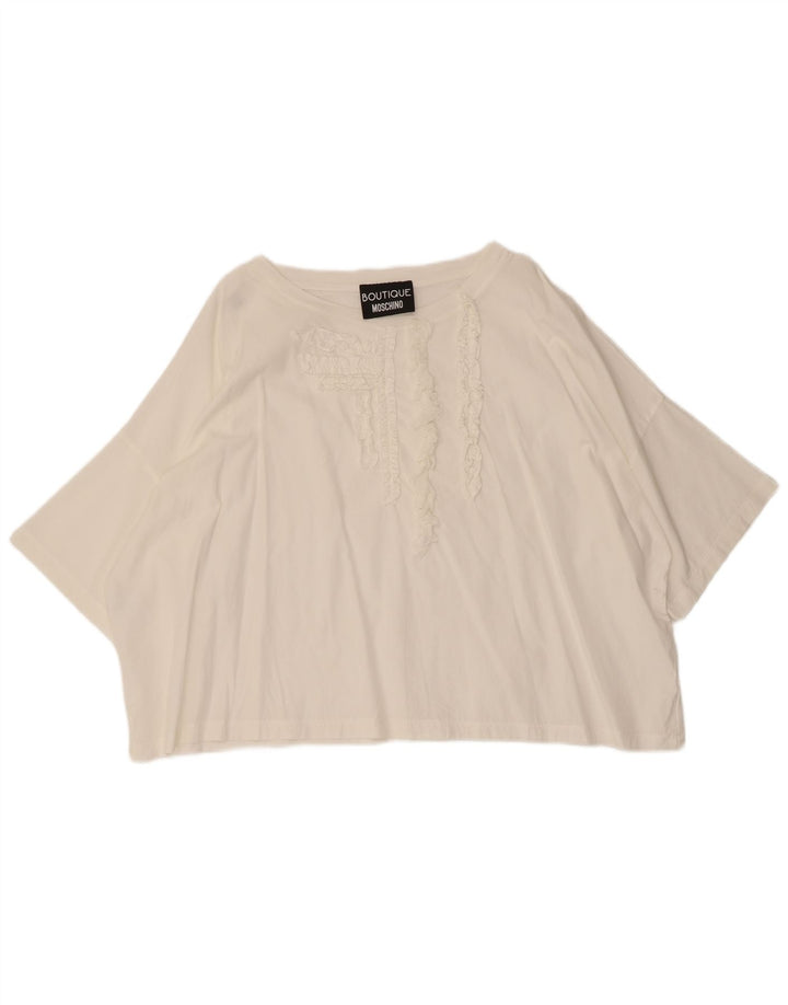Moschino Womens Oversized Blouse Top UK 20 2XL White Cotton