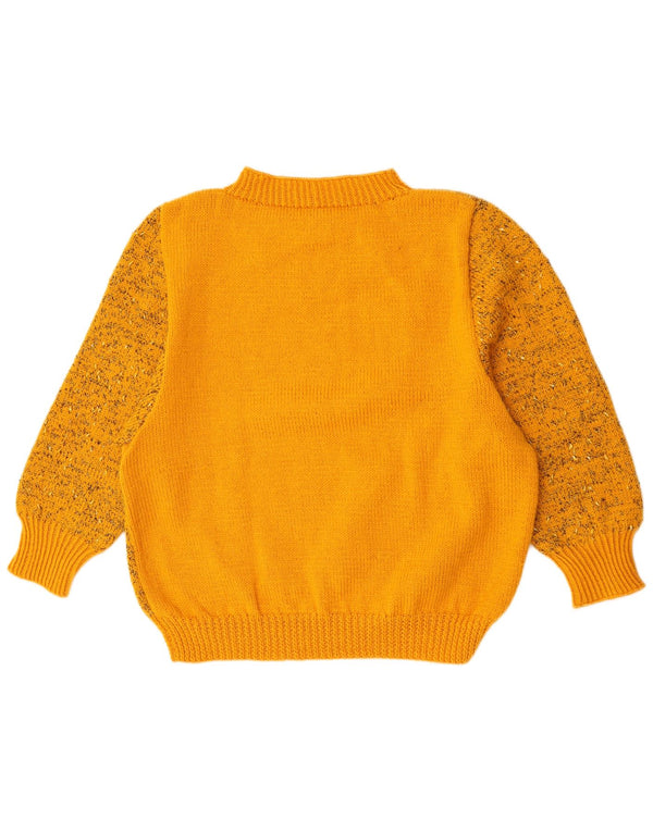 Vintage Womens Turtle Neck Jumper Sweater UK 16 Large Yellow Flecked