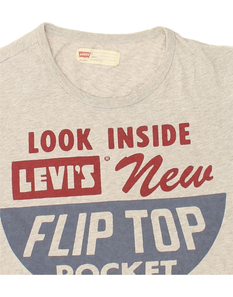 LEVI'S Mens Graphic T-Shirt Top Small Grey Cotton Vintage Levi's and Second-Hand Levi's from Messina Hembry 