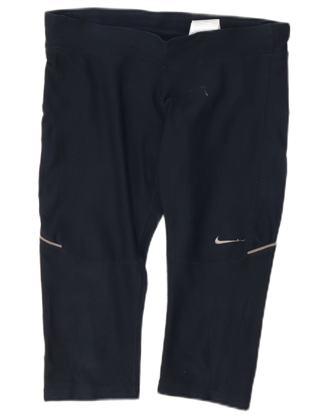 Nike Womens Dri Fit Capri Leggings UK 10 Small Navy Blue Polyester