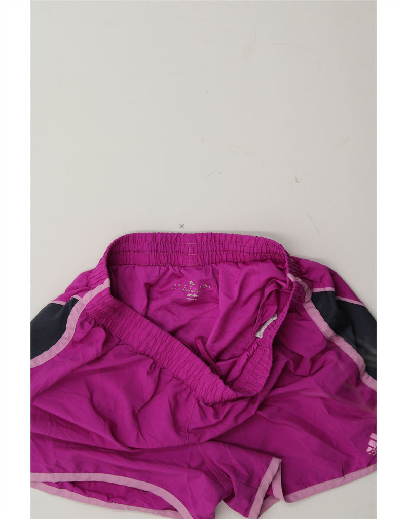 ADIDAS Womens Climalite Sport Shorts UK 8/10 Small  Burgundy Colourblock Vintage Adidas and Second-Hand Adidas from Messina Hembry 