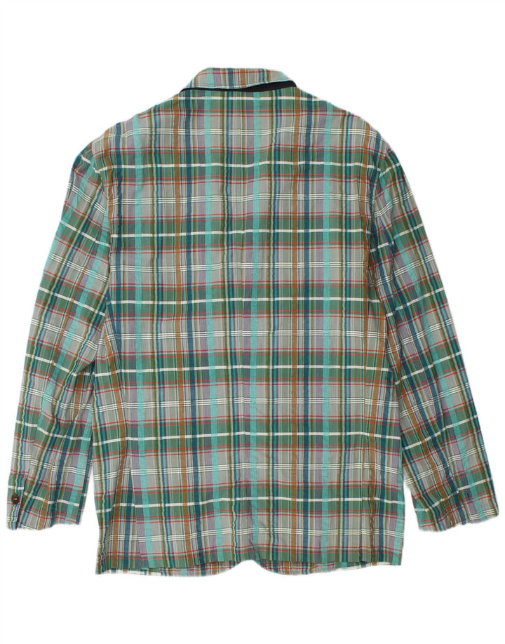 Vintage Mens 3 Button Blazer Jacket IT 48 Medium Green Plaid Cotton
