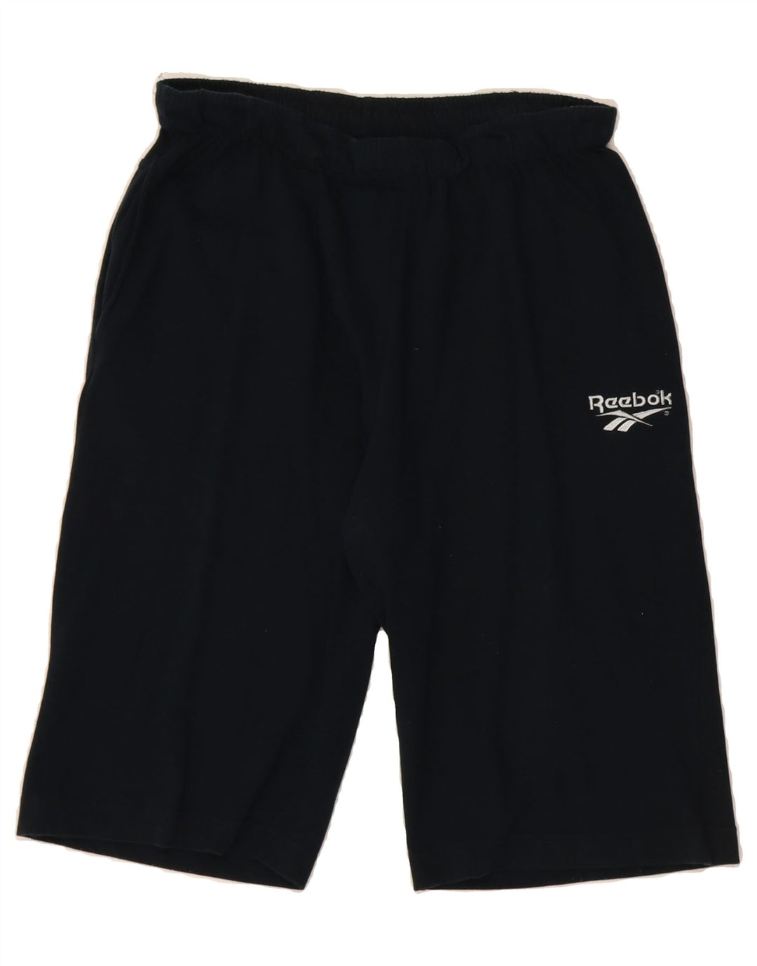 REEBOK Mens Graphic Sport Shorts Small  Navy Blue Cotton Vintage Reebok and Second-Hand Reebok from Messina Hembry 