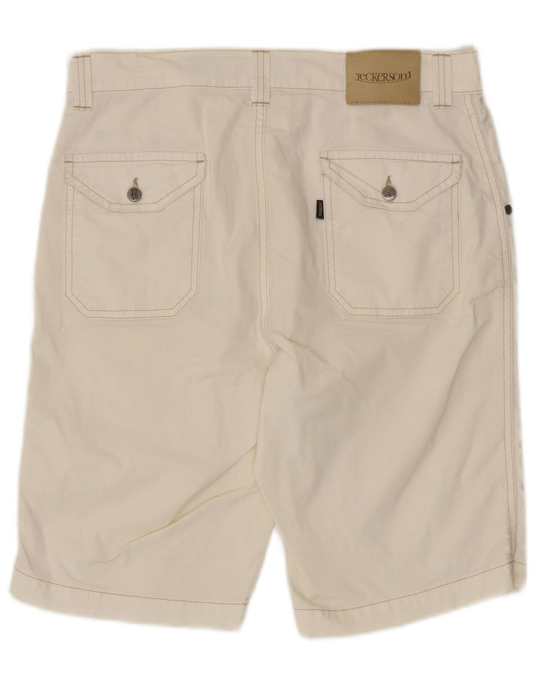 Jeckerson Mens Bermuda Shorts W32 Medium  Off White Cotton