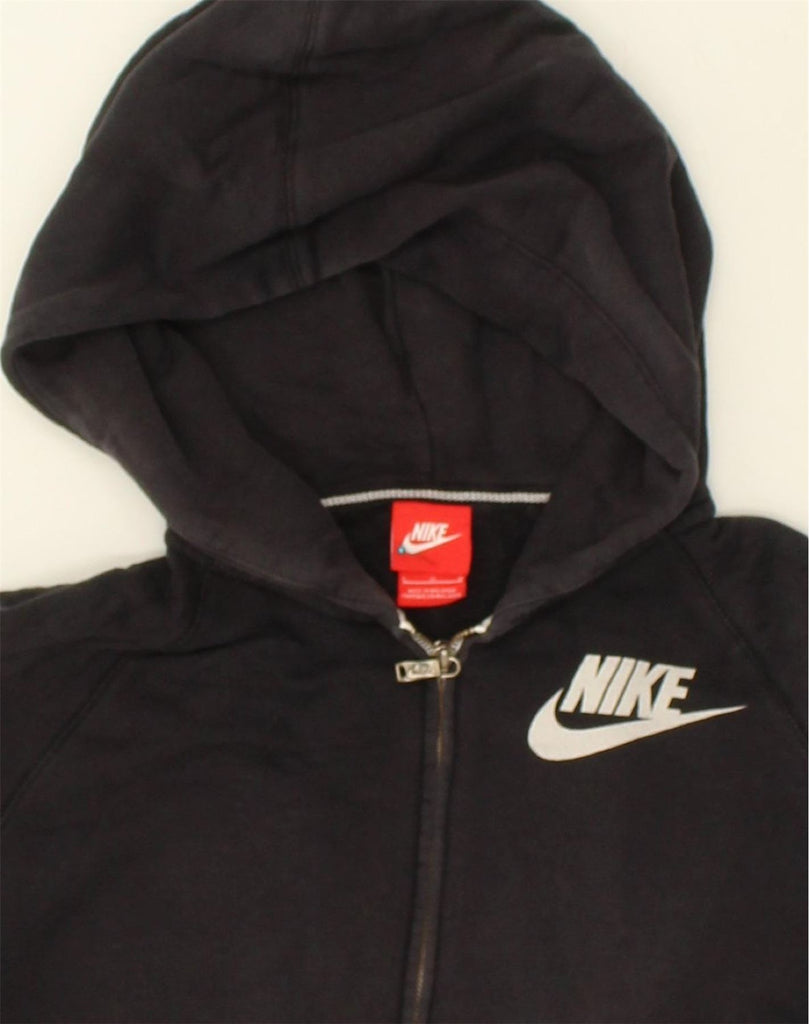 NIKE Womens Zip Hoodie Sweater UK 16 Large Black Cotton | Vintage Nike | Thrift | Second-Hand Nike | Used Clothing | Messina Hembry 