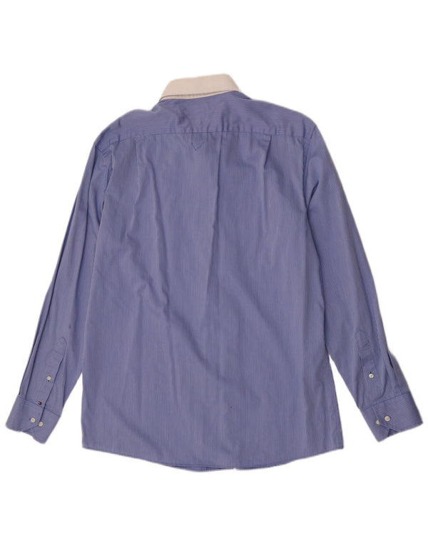 Tommy Hilfiger Mens Shirt Size 16 1/2 Large Blue Pinstripe