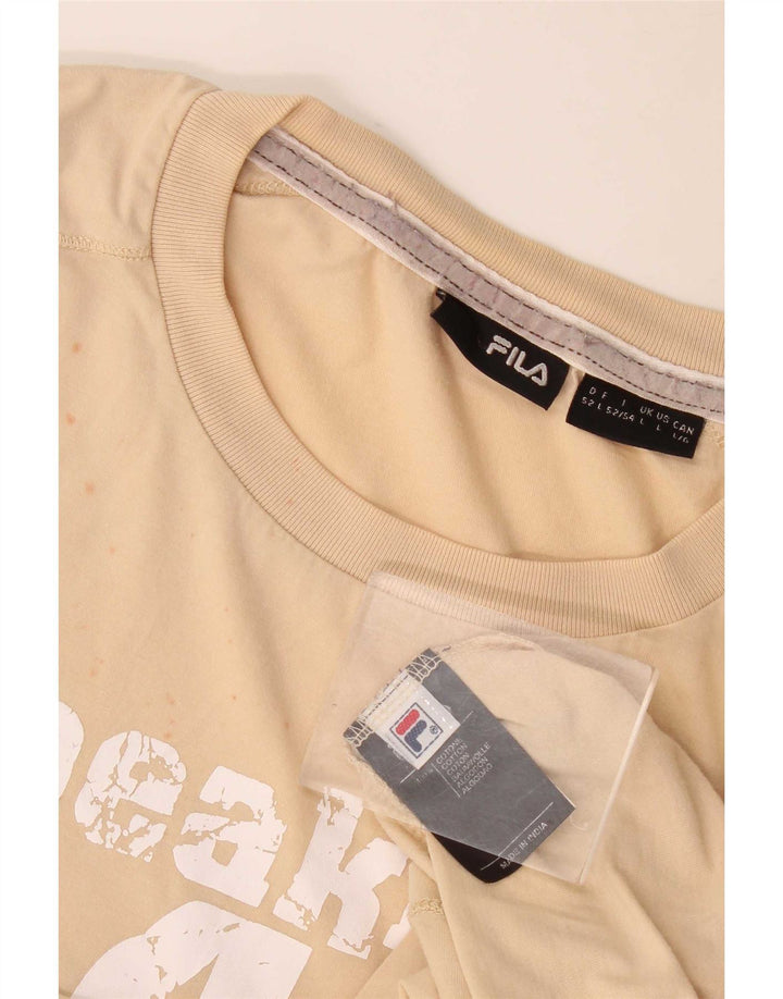Fila Mens Graphic T-Shirt Top Large Beige Cotton