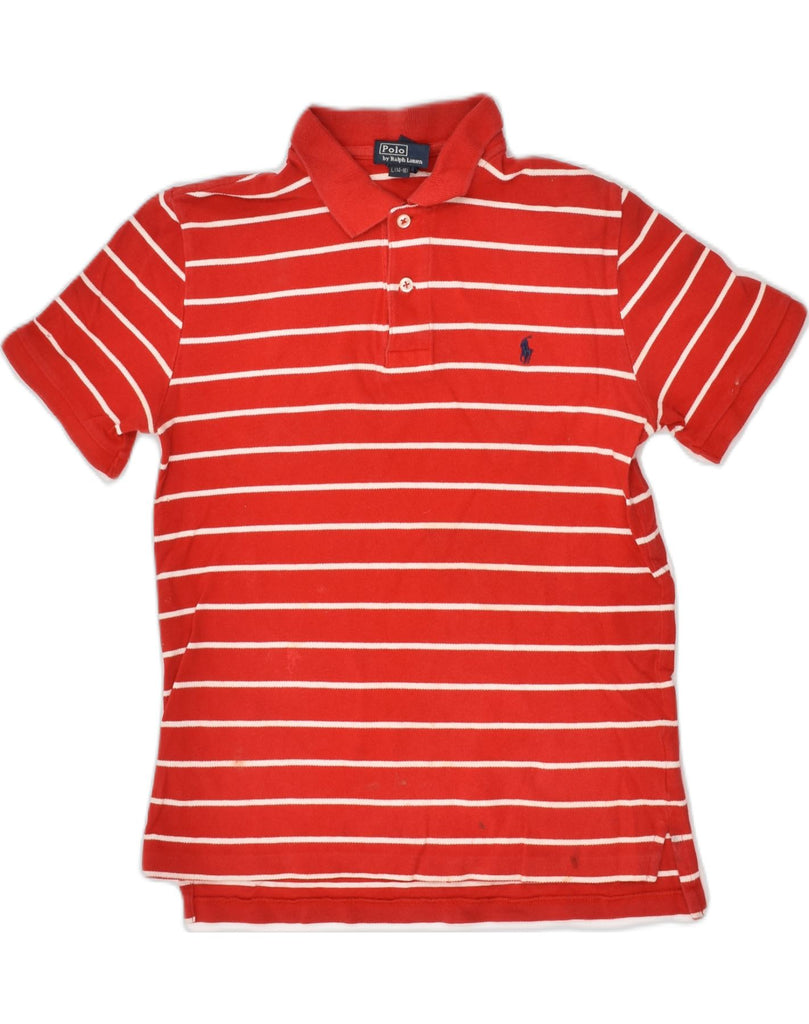 POLO RALPH LAUREN Boys Polo Shirt 14-15 Years Large  Red Striped Cotton | Vintage Polo Ralph Lauren | Thrift | Second-Hand Polo Ralph Lauren | Used Clothing | Messina Hembry 