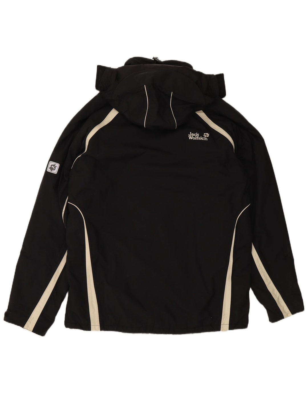 JACK WOLFSKIN Mens Hooded Windbreaker Jacket UK 44 XL Black Colourblock