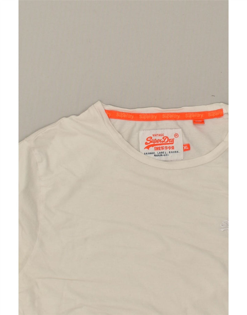 SUPERDRY Mens Slim T-Shirt Top XL White Cotton Vintage Superdry and Second-Hand Superdry from Messina Hembry 