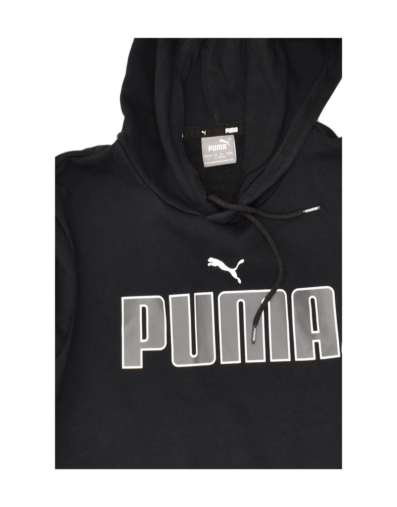 PUMA Mens Graphic Hoodie Jumper Large Black Cotton | Vintage Puma | Thrift | Second-Hand Puma | Used Clothing | Messina Hembry 