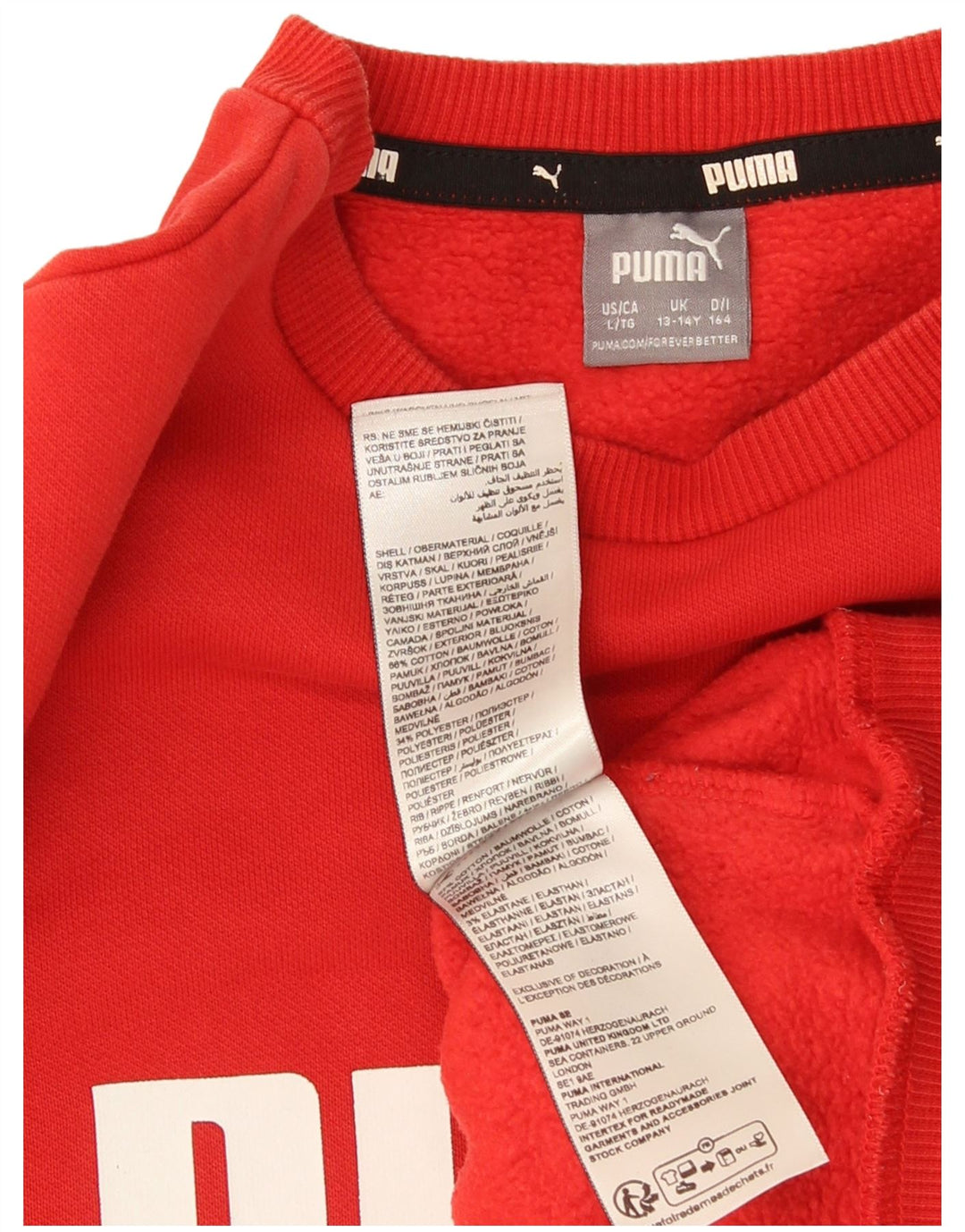 Puma Boys Graphic Sweatshirt Jumper 13-14 Years Red Cotton