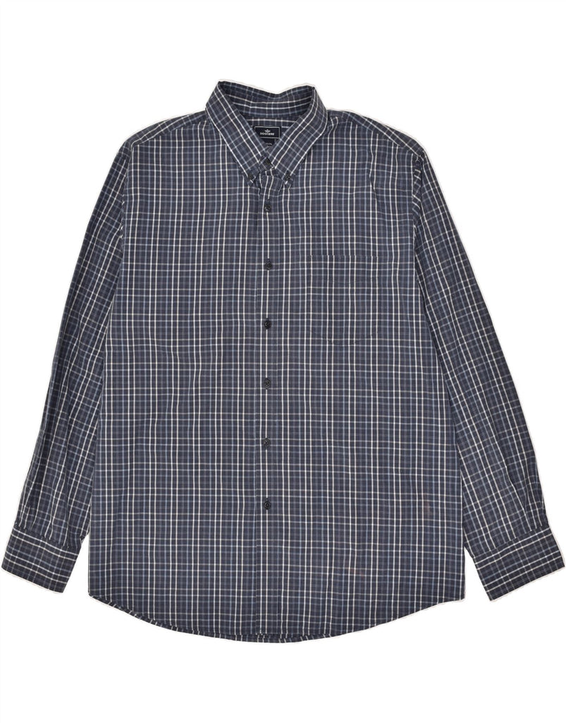 DOCKERS Mens Shirt Size 17/17 1/2 XL Navy Blue Check Cotton Vintage Dockers and Second-Hand Dockers from Messina Hembry 