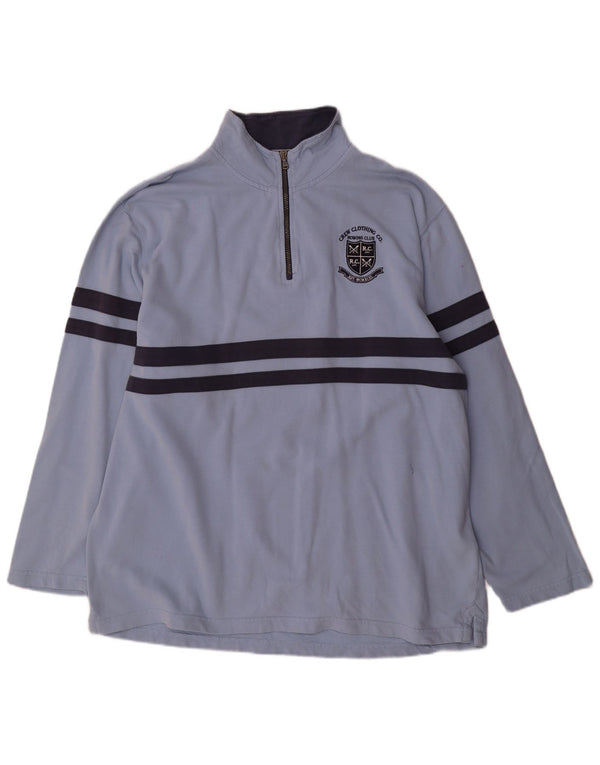 Crew Clothing Mens Zip Neck Sweatshirt Jumper 2XL Blue Colourblock Cotton