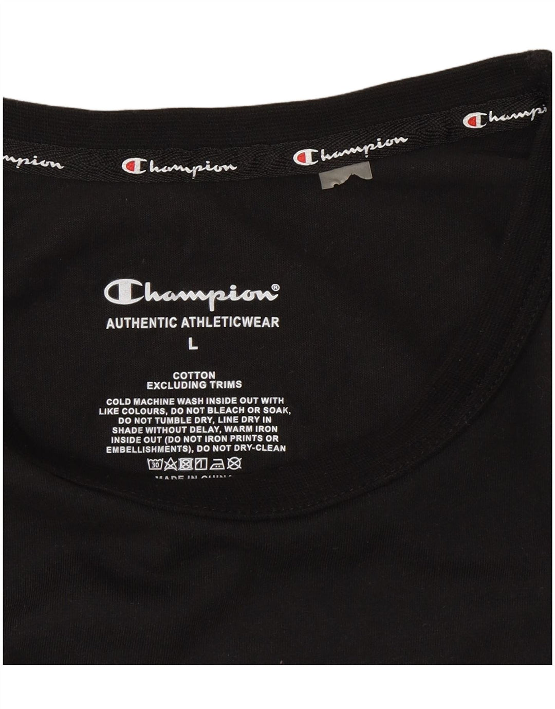 Champion Mens Graphic T-Shirt Top Large Black Cotton