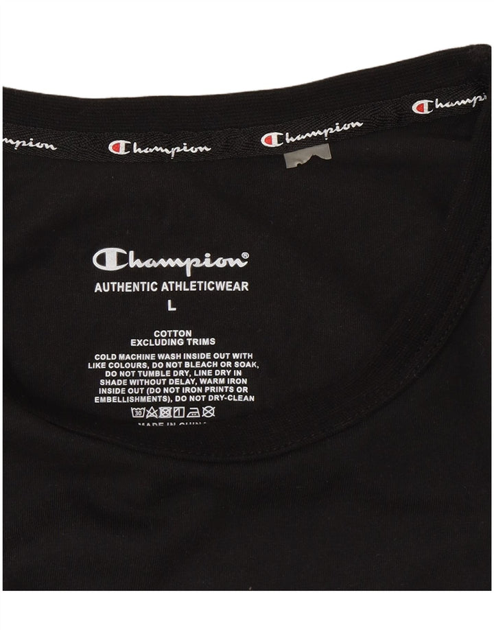 Champion Mens Graphic T-Shirt Top Large Black Cotton