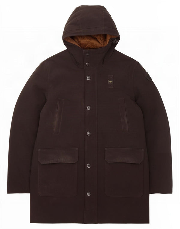 Blauer Mens Hooded Padded Coat UK 44 2XL Black Polyester
