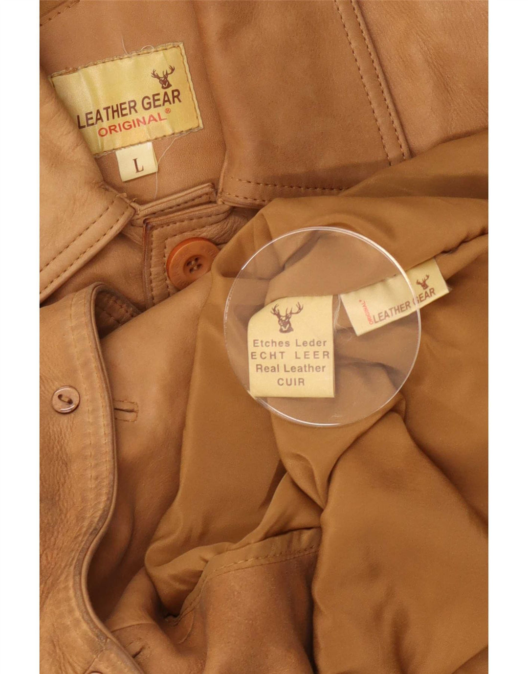 Vintage Mens Leather Jacket UK 40 Large Beige
