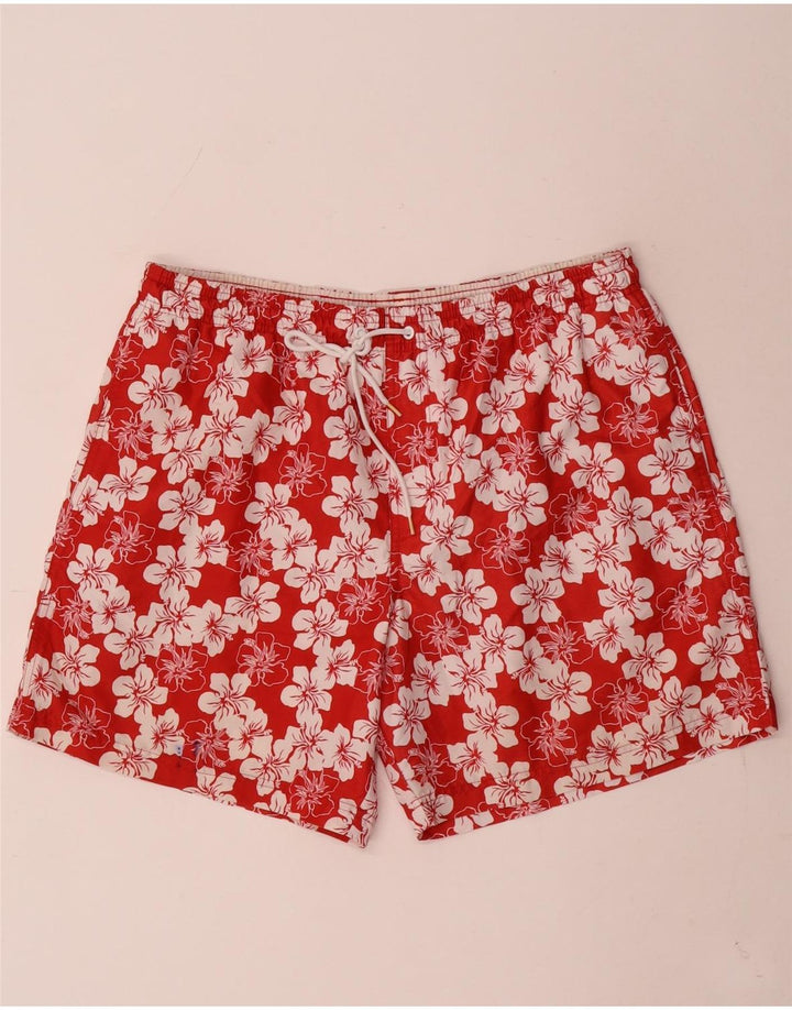 Marks & Spencer Mens Swimming Shorts Large  Red Floral Polyester