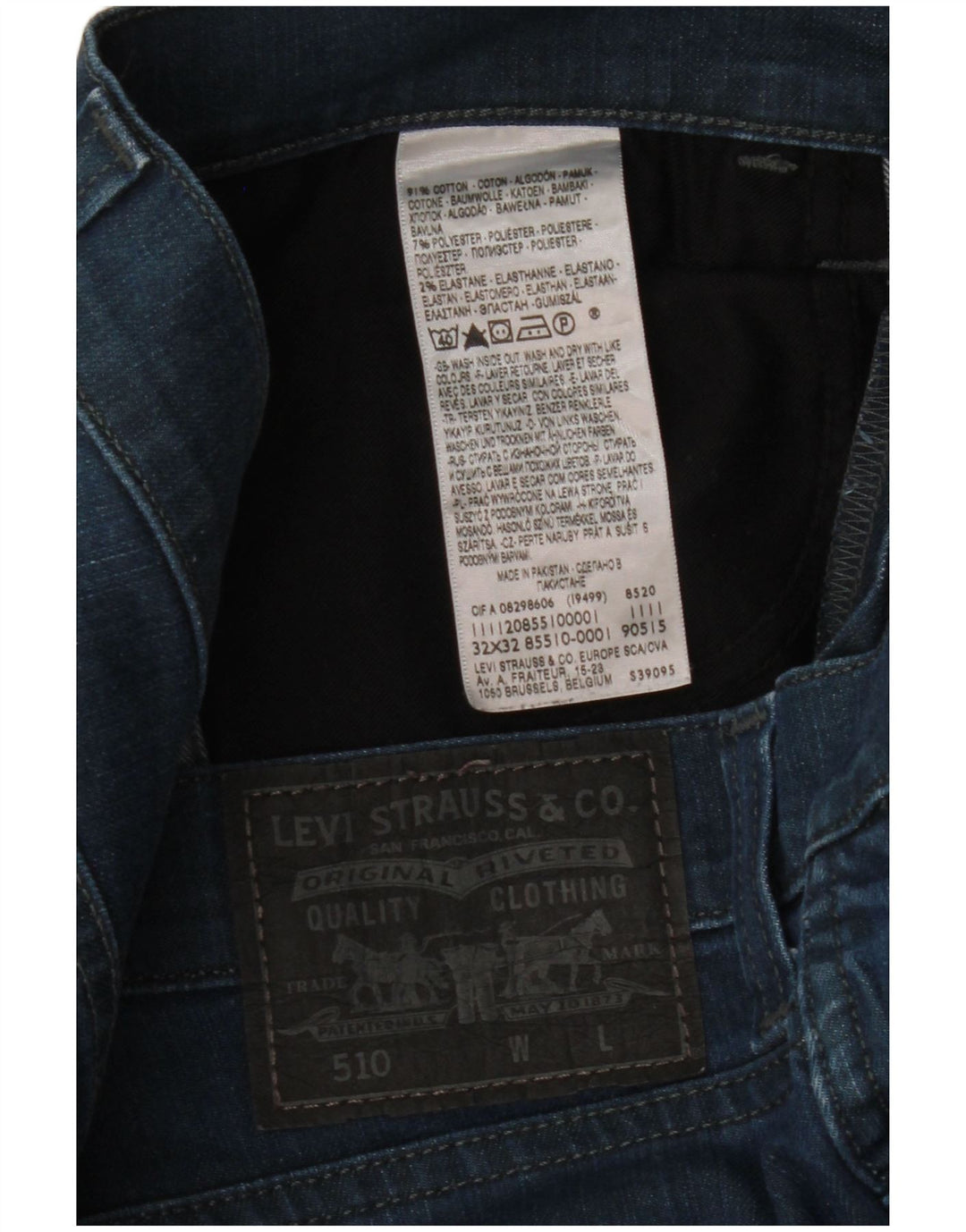 Levi's Mens 510 Slim Jeans W32 L27 Blue Cotton