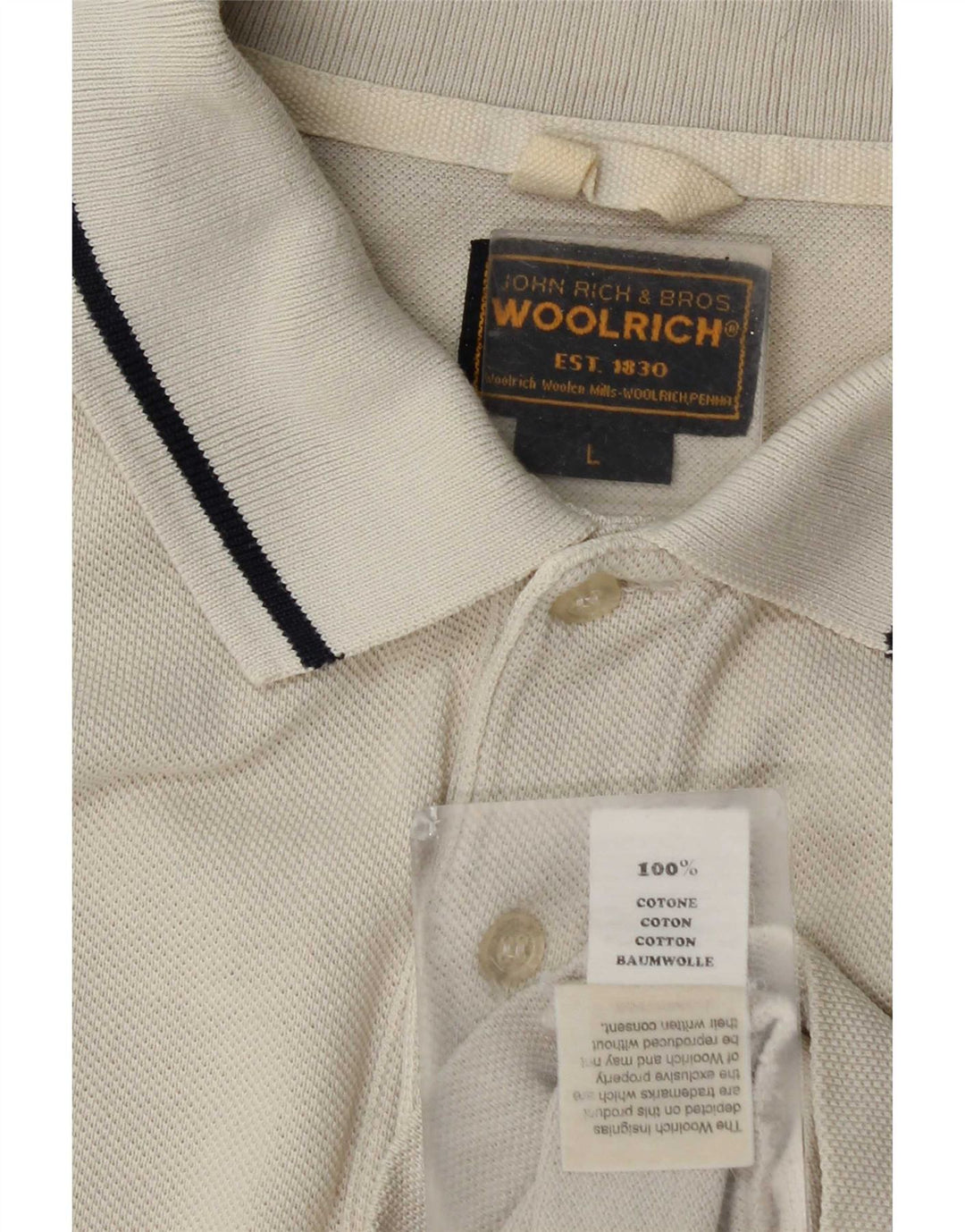 Woolrich Mens Polo Shirt Large Beige Cotton