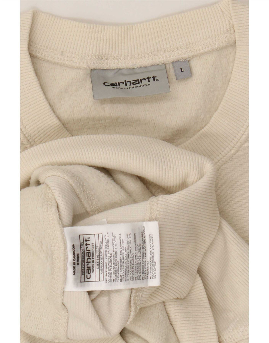 Carhartt Mens Sweatshirt Jumper Large Beige Cotton