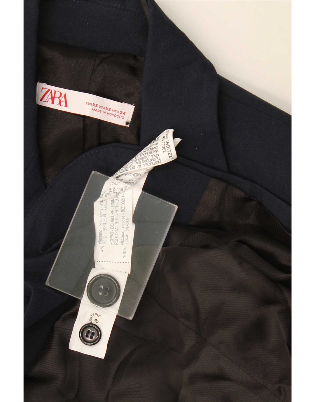 Zara Womens 2 Button Oversized Blazer Jacket UK 6 XS Navy Blue Viscose