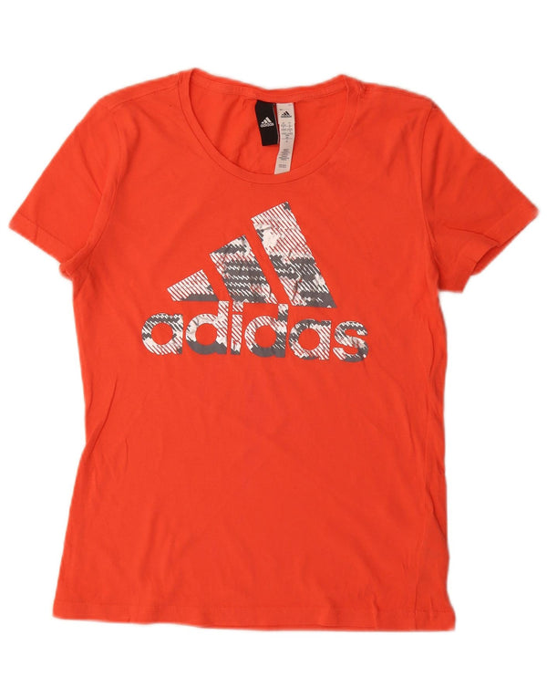 Adidas Womens Graphic T-Shirt Top UK 8/10 Small Orange Cotton