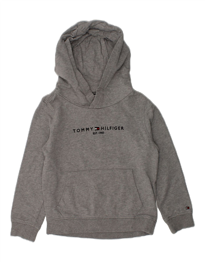 TOMMY HILFIGER Boys Graphic Hoodie Jumper 4-5 Years Grey Cotton | Vintage Tommy Hilfiger | Thrift | Second-Hand Tommy Hilfiger | Used Clothing | Messina Hembry 