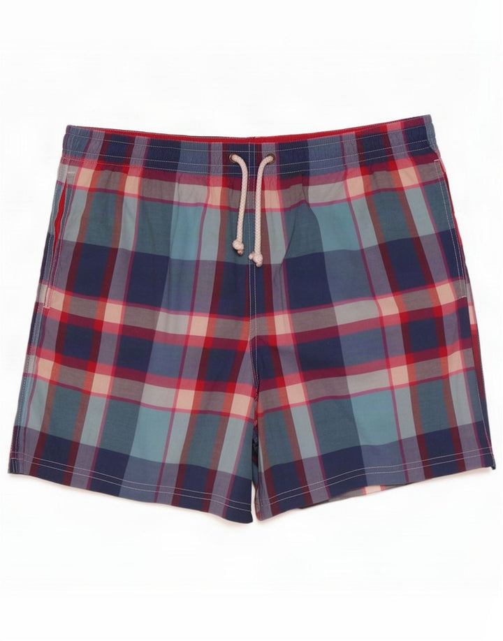 Massimo Dutti Mens Swimming Shorts Large Multicoloured Plaid Polyester
