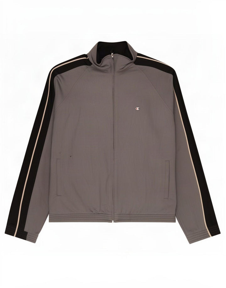 Champion Mens Tracksuit Top Jacket XL Grey Colourblock Polyester