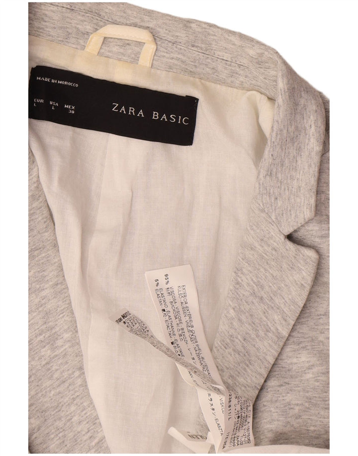 Zara Womens 1 Button Blazer Jacket UK 14 Large Grey Viscose