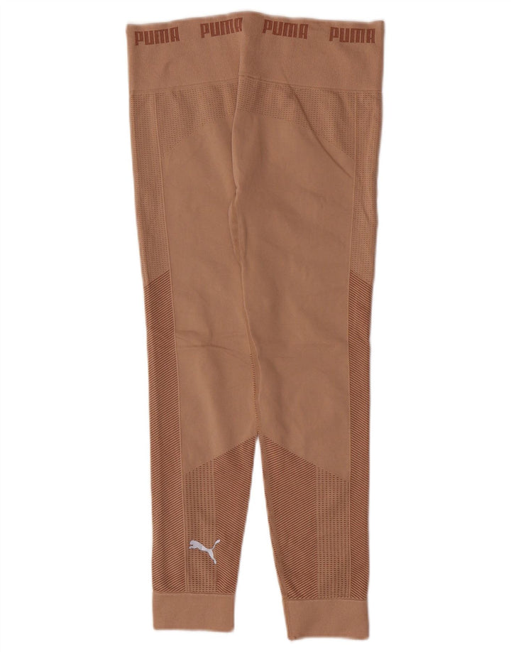 Puma Womens Crop Graphic Leggings UK 12 Medium  Beige Geometric Nylon