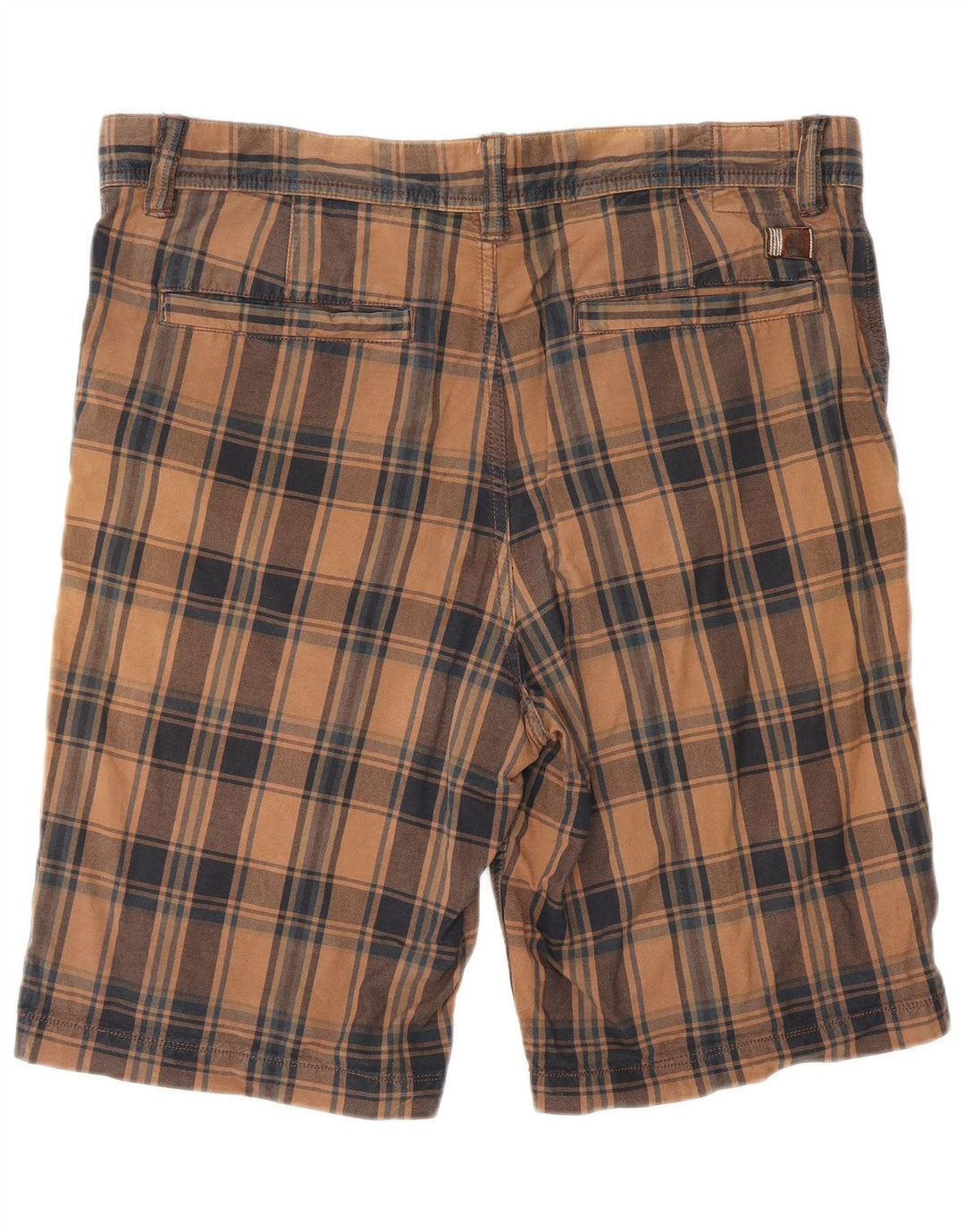 Timberland Mens Chino Shorts W34 Large Brown Check Cotton