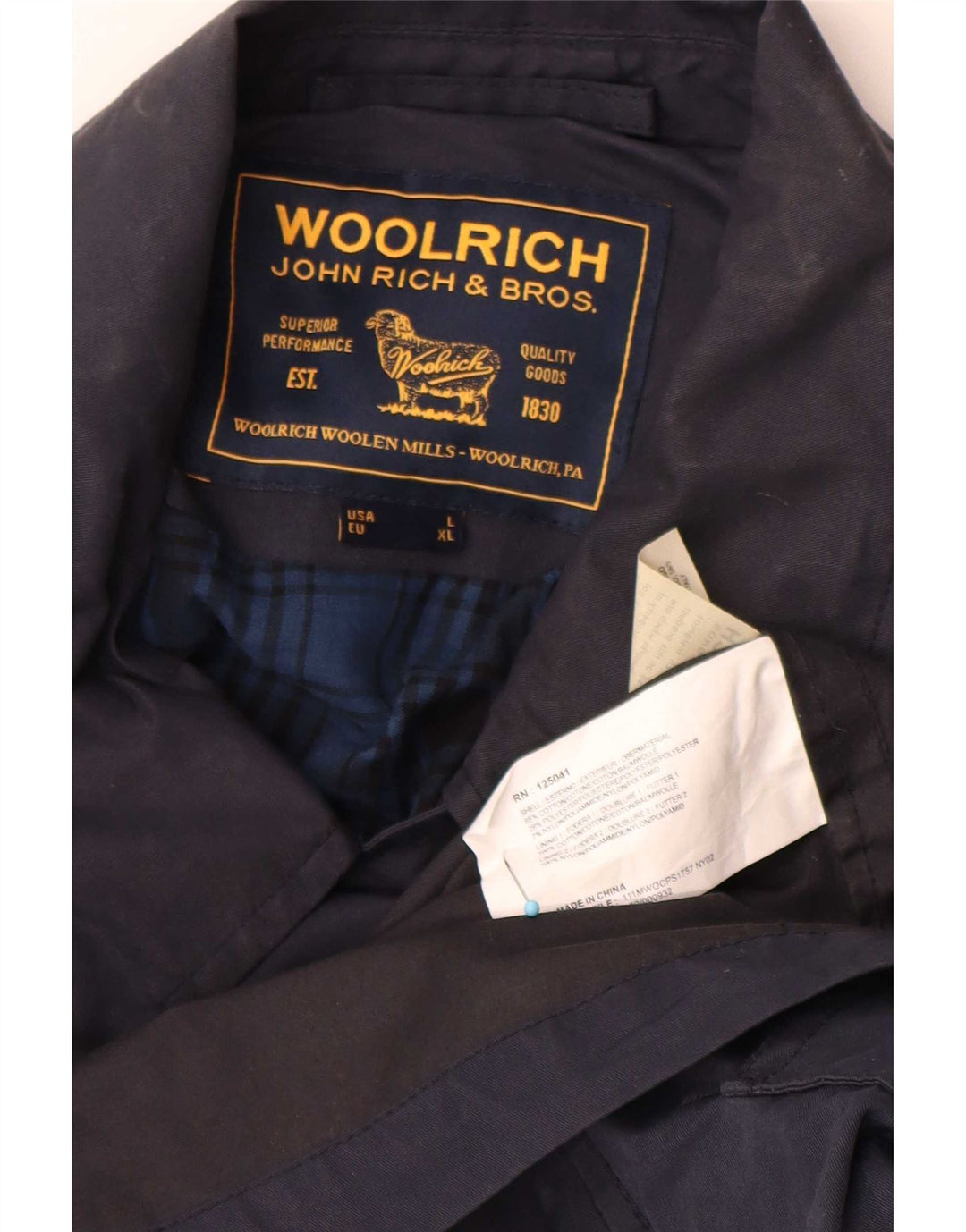 Woolrich Womens Trench Coat UK 18 XL Navy Blue Cotton